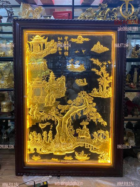 Tranh Vinh Quy Bái Tổ dáng đứng dát vàng 24k