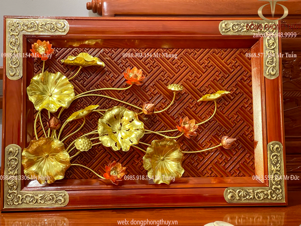 Tranh hoa sen đồng 90*60cm