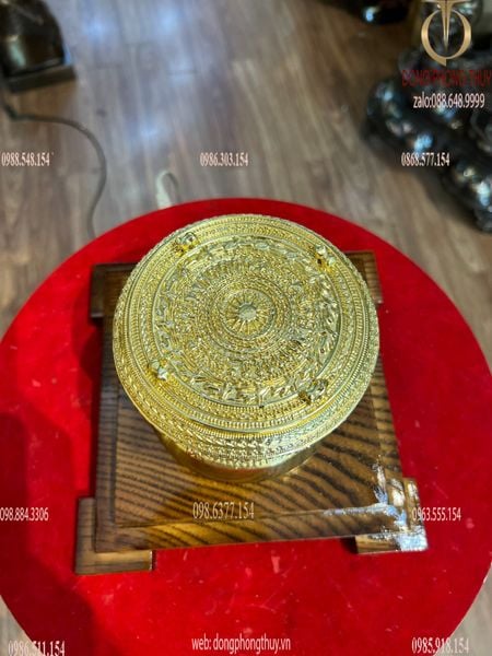 Trống đồng 12cm dát vàng 24k