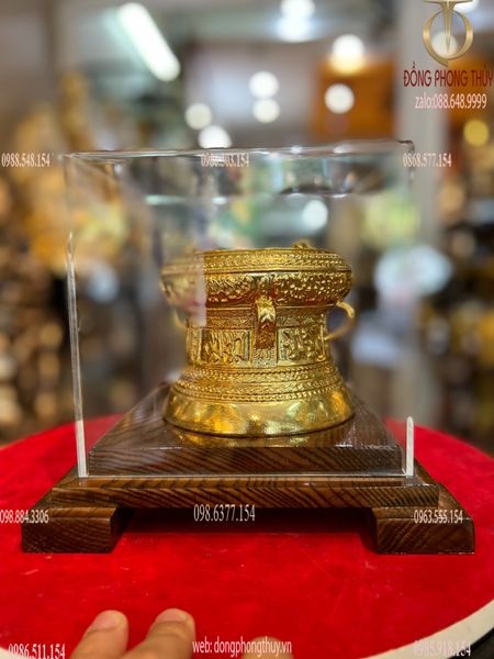 Trống đồng 12cm dát vàng 24k