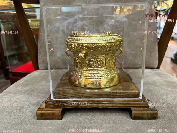Trống đồng 12cm dát vàng 24k