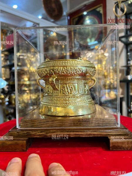 Trống đồng 12cm dát vàng 24k