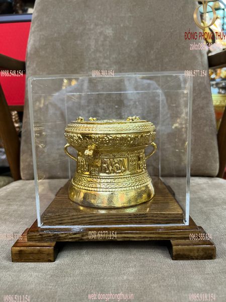 Trống đồng 12cm dát vàng 24k