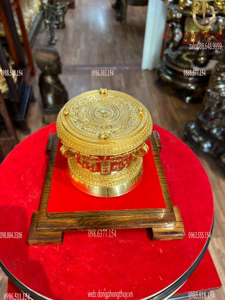 Trống đông 12cm mạ vàng 24k