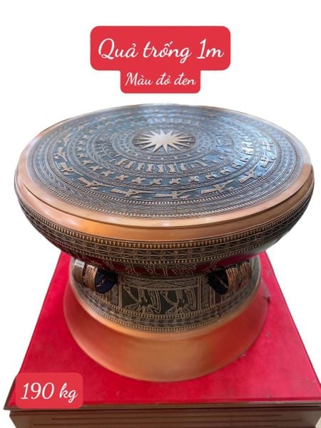 Trống đồng Đông Sơn 80cm 125kg bằng đồng đỏ hoa văn nổi