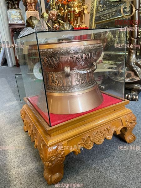 Trống Đồng Ngọc Lũ bằng đồng đỏ hoa văn chìm