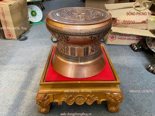 Trống Đồng Ngọc Lũ bằng đồng đỏ hoa văn chìm