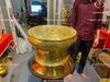 quả trống đồng 60cm nặng 50kg đồng đỏ dát vàng 24k