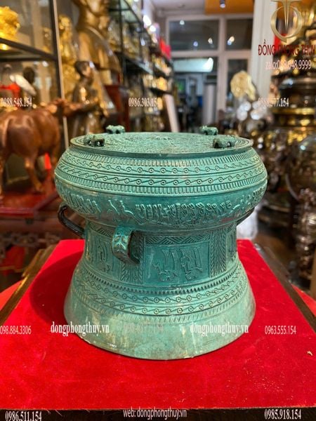 Trống đồng Đông Sơn đường kính 15cm mẫu cổ