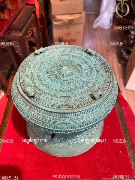Trống đồng Đông Sơn đường kính 15cm mẫu cổ