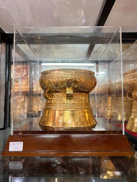 Trống đồng đông sơn đường kính 20cm dát vàng 24K