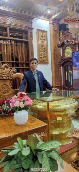 Trống Đồng Đông Sơn 50cm nặng 30kg bằng đồng đỏ dát vàng