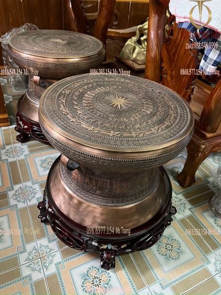 Trống đồng Đông Sơn bằng đồng đỏ 70cm nặng 75kg