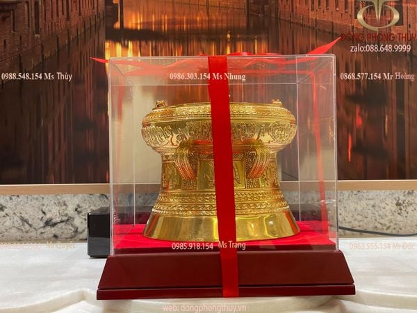 Trống Đồng Đông Sơn lưu niệm dát vàng