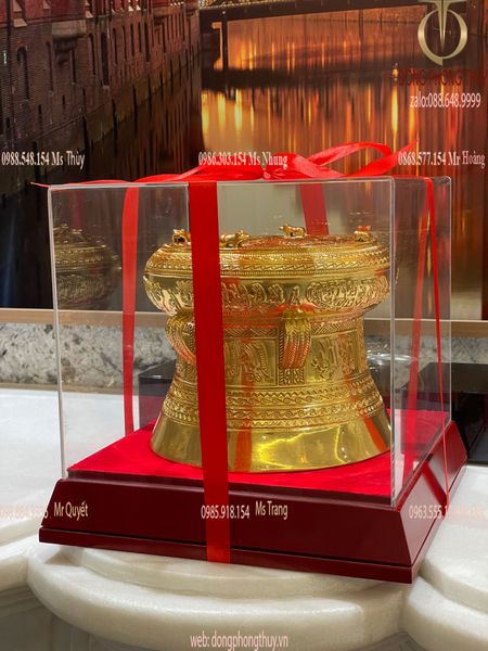 Trống Đồng Đông Sơn lưu niệm dát vàng