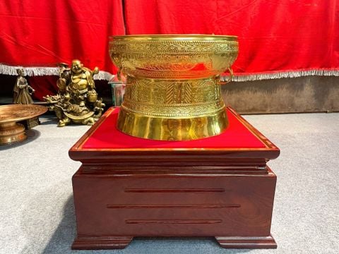 Trống đồng đồng Đông Sơn dát vàng 24k