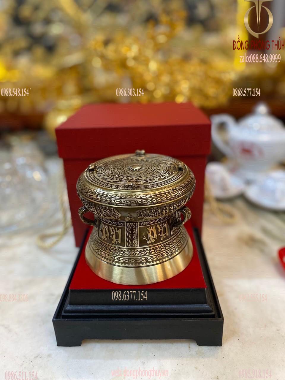 Trống đồng 10cm Đông Sơn Đồng Phong Thủy