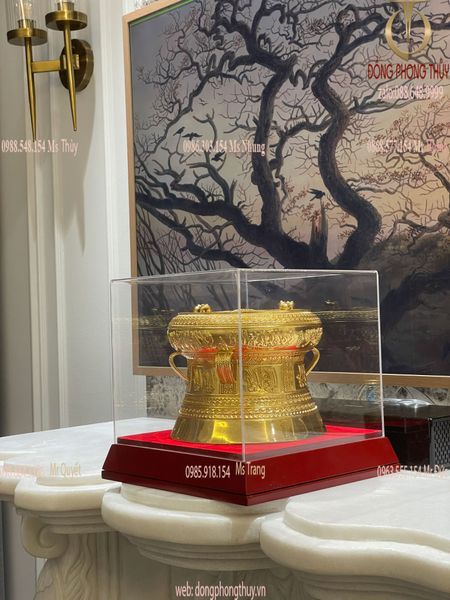 Trống đồng Đông Sơn dát vàng 24k quà tặng doanh nghiệp