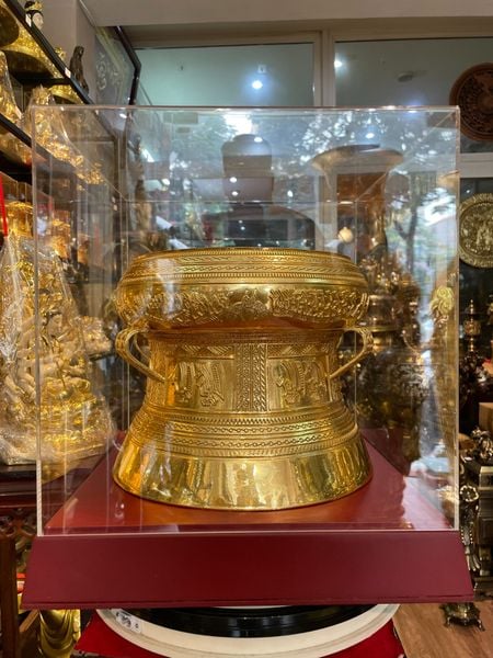 Trống đồng đường kính 30cm dát vàng 24k
