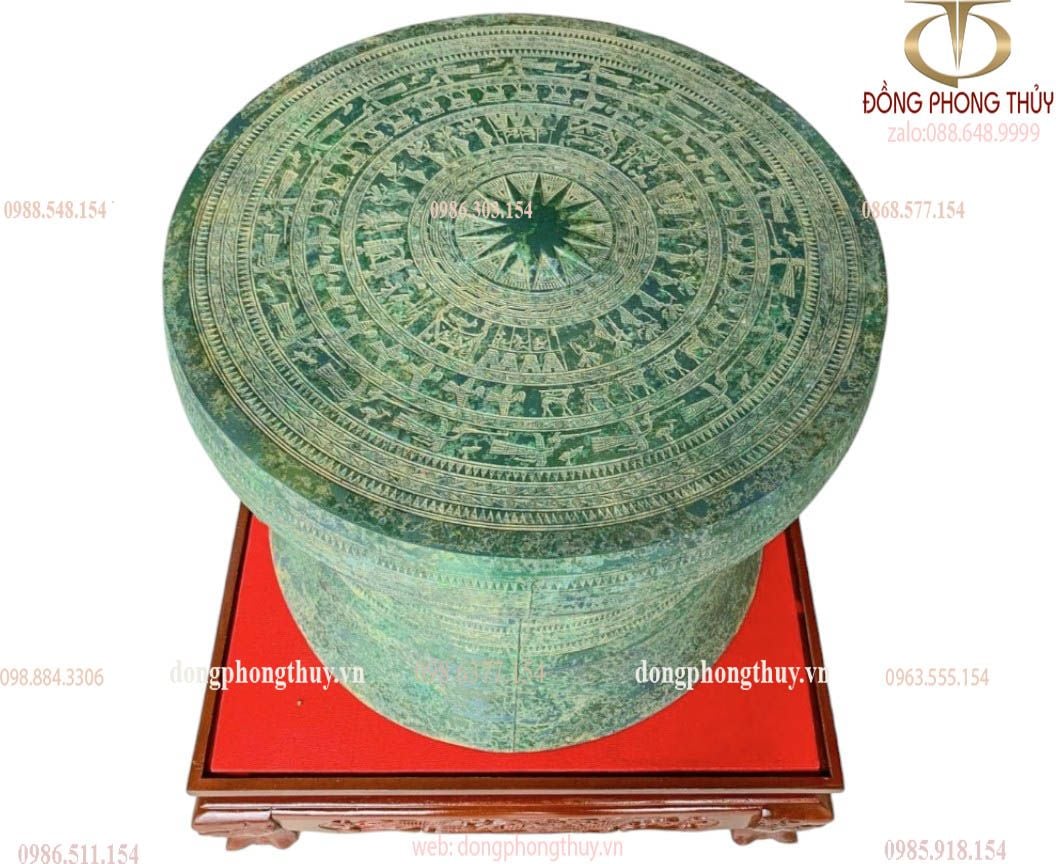 Trống đồng Đông Sơn Ngọc Lũ lớp gỷ đồng giả cổ bằng đồng đỏ