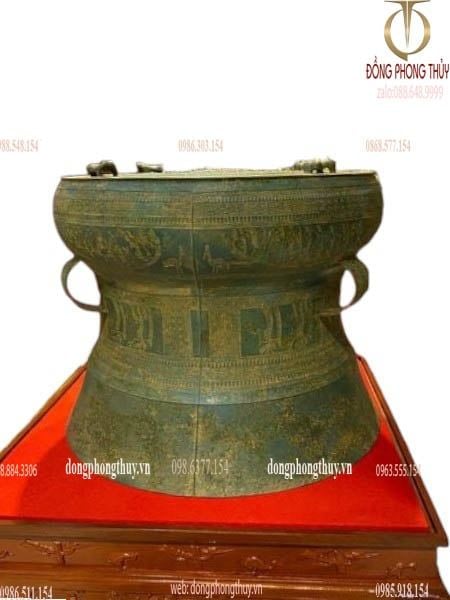 Trống đồng Đông Sơn Ngọc Lũ lớp gỷ đồng giả cổ bằng đồng đỏ