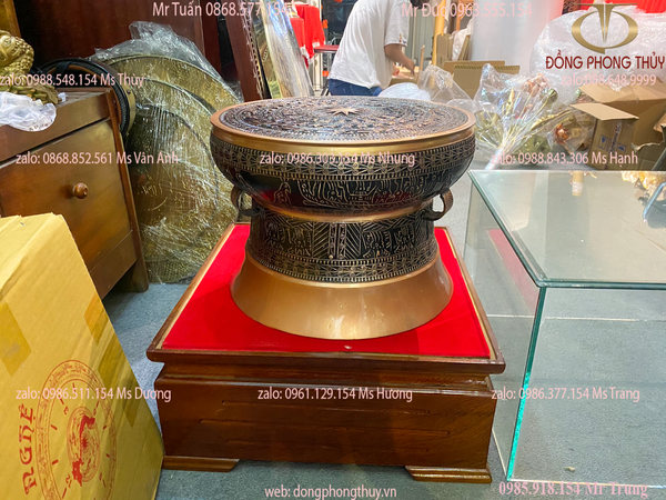Trống đồng Đông Sơn đồng đỏ 40cm nặng 20kg