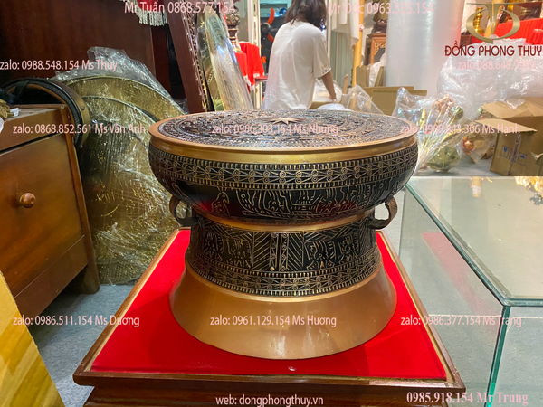 Trống đồng Đông Sơn đồng đỏ 40cm nặng 20kg