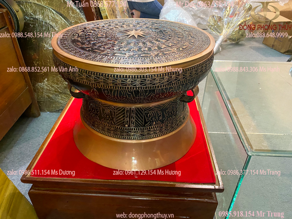 Trống đồng Đông Sơn đồng đỏ 40cm nặng 20kg