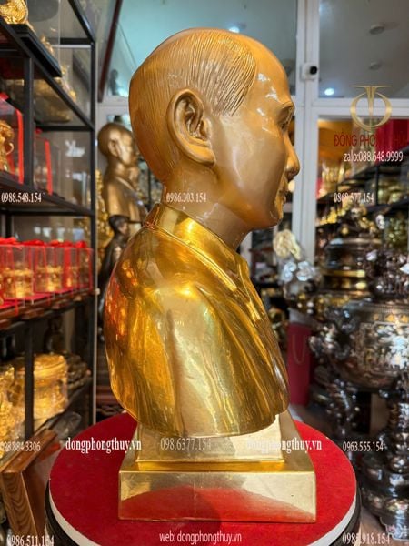 Tượng chân dung bằng đồng dát vàng 24K cao 48cm