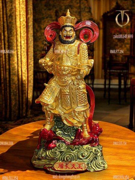 Tứ Đại Thiên Vương bằng đồng dát vàng 24k vẽ màu Cao 41 nặng 27kg