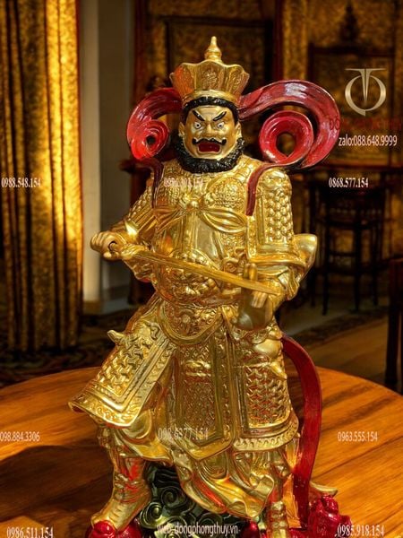 Tứ Đại Thiên Vương bằng đồng dát vàng 24k vẽ màu Cao 41 nặng 27kg