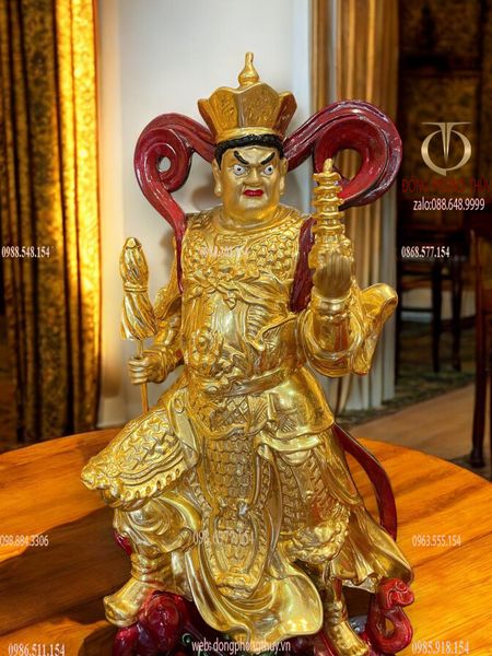 Tứ Đại Thiên Vương bằng đồng dát vàng 24k vẽ màu Cao 41 nặng 27kg
