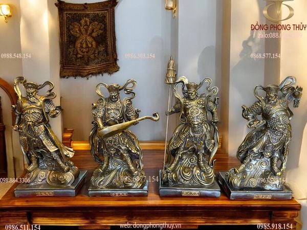 Bộ Tứ Đại Thiên Vương bằng đồng cao 48 ngang 28 sâu 16cm nặng 50kg