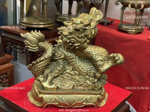 Tượng rồng giáp tiền cỡ đại cao 26.5cm nặng 3,5kg chữ Nho