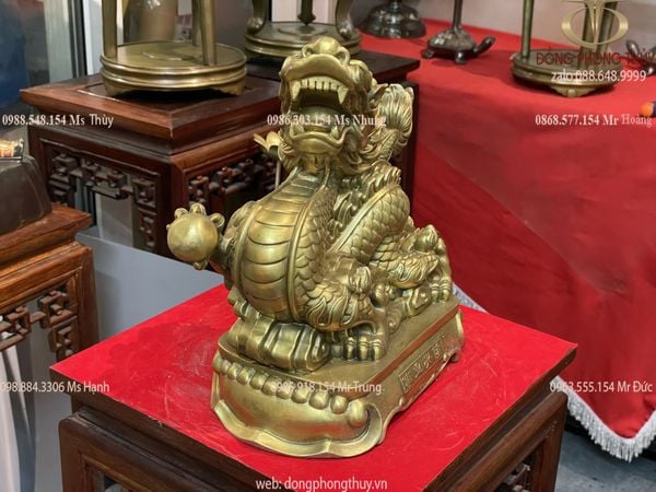 Tượng rồng giáp tiền cỡ đại cao 26.5cm nặng 3,5kg chữ Nho