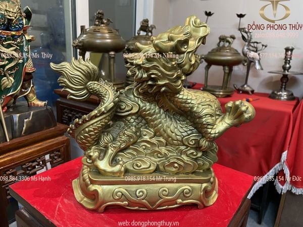 Tượng rồng giáp tiền cỡ đại cao 26.5cm nặng 3,5kg chữ Nho