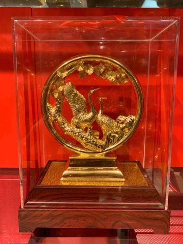 Chim uyên ương mạ vàng - tùng hạc diên niên 24k 21x13,5x28,5cm