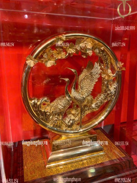 Chim uyên ương mạ vàng - tùng hạc diên niên 24k 21x13,5x28,5cm