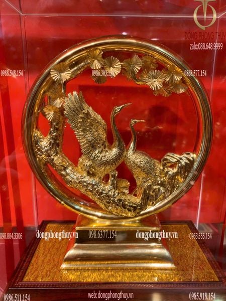 Chim uyên ương mạ vàng - tùng hạc diên niên 24k 21x13,5x28,5cm
