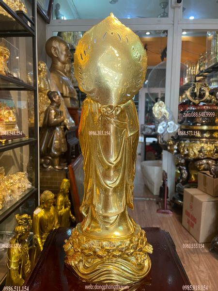 Tượng phật A Di Đà đứng bằng đồng dát vàng 24K Cao 40
