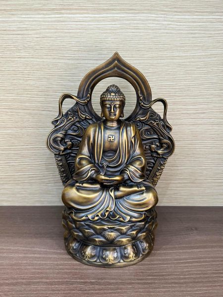 Tượng a di đà bằng đồng cao 25cm màu hun nâu