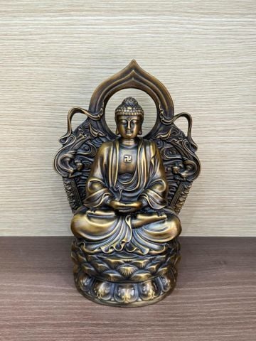 Tượng a di đà bằng đồng cao 25cm màu hun nâu