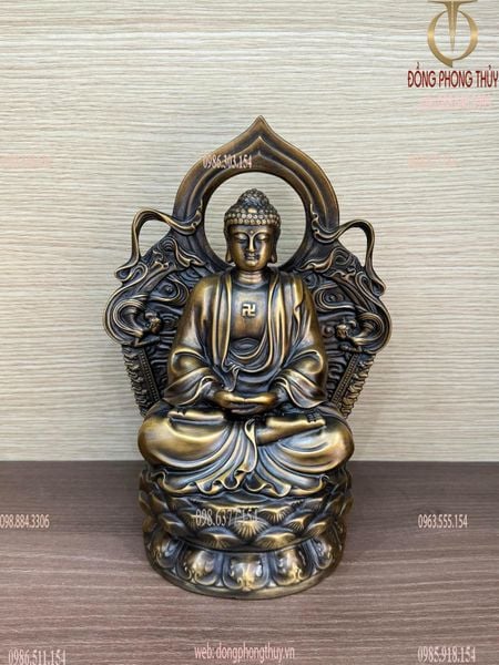 Tượng a di đà bằng đồng cao 25cm màu hun nâu