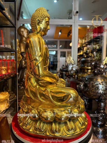 Tượng phật A Di Đà bằng đồng đánh bóng cao 50cm