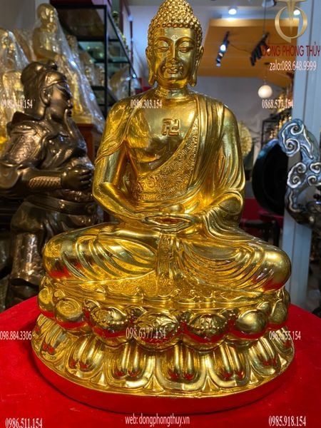 Tượng phật A Di Đà dát vàng 24k cao 30 cm nặng 3,5kg