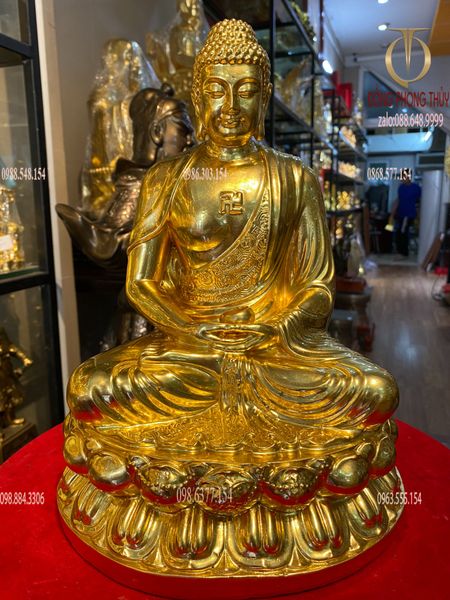 Tượng phật A Di Đà dát vàng 24k cao 30 cm nặng 3,5kg