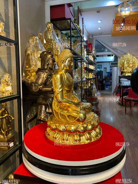 Tượng phật A Di Đà dát vàng 24k cao 30 cm nặng 3,5kg