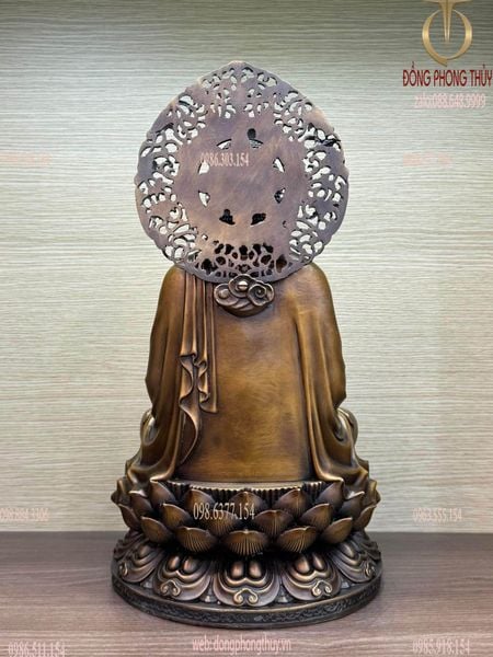 Tượng phật A Di Đà bằng đồng Cao 45cm nặng 12kg