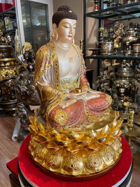 Tượng phật A Di Đà dát vàng 24k VIP Cao 40 nặng 11.8 kg