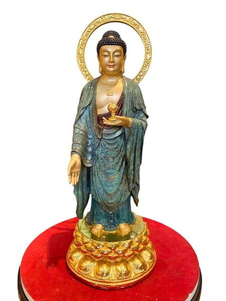 Tượng phật A Di Đà cao đến đầu 40 đến lá đề 45, sâu 17 nặng 5,1kg